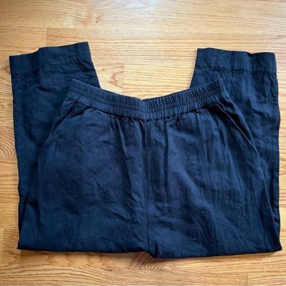 Apiece apart black linen blend drop waist pants size large - Picture 3 of 6